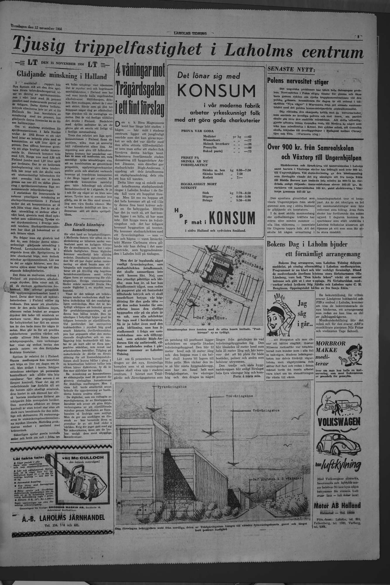 Laholms Tidning Torsdag 15 november 1956, sida 3