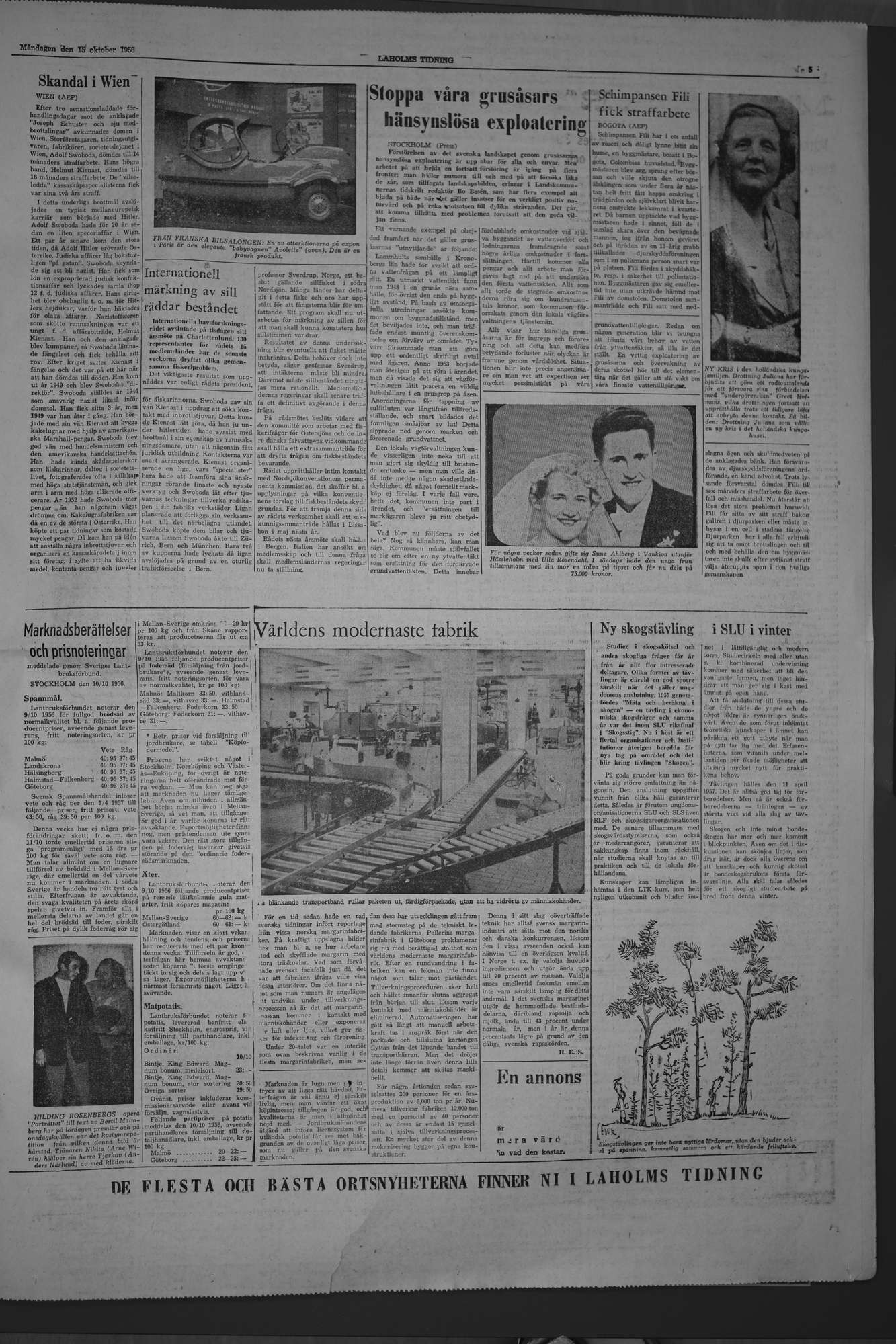 Laholms Tidning Måndag 15 oktober 1956, sida 5
