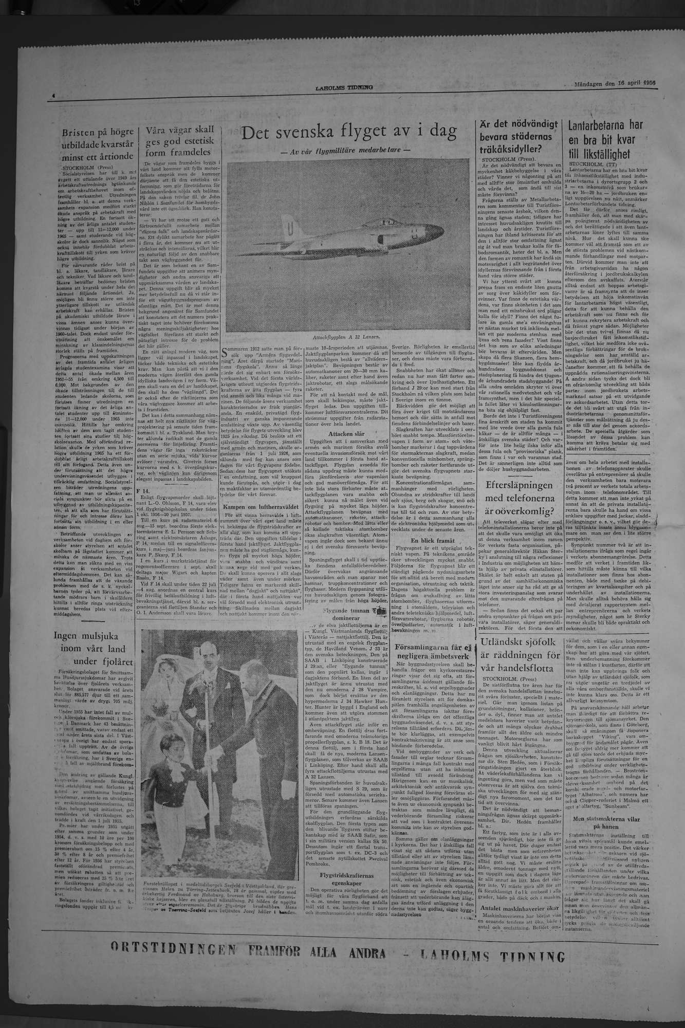Laholms Tidning Måndag 16 april 1956, sida 4