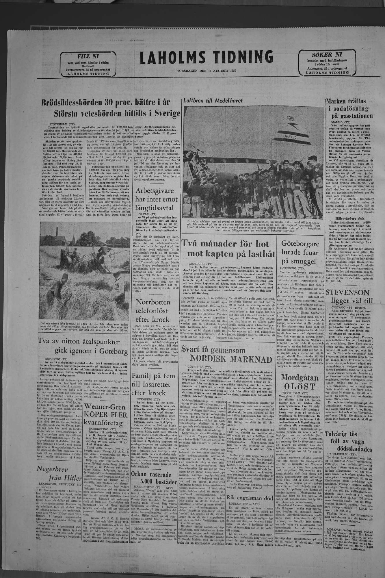 Laholms Tidning Torsdag 16 augusti 1956, sida 8