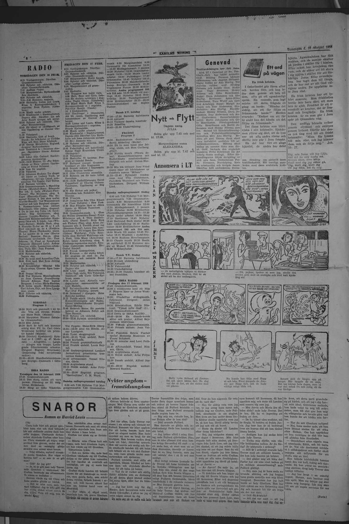 Laholms Tidning Torsdag 16 februari 1956, sida 6
