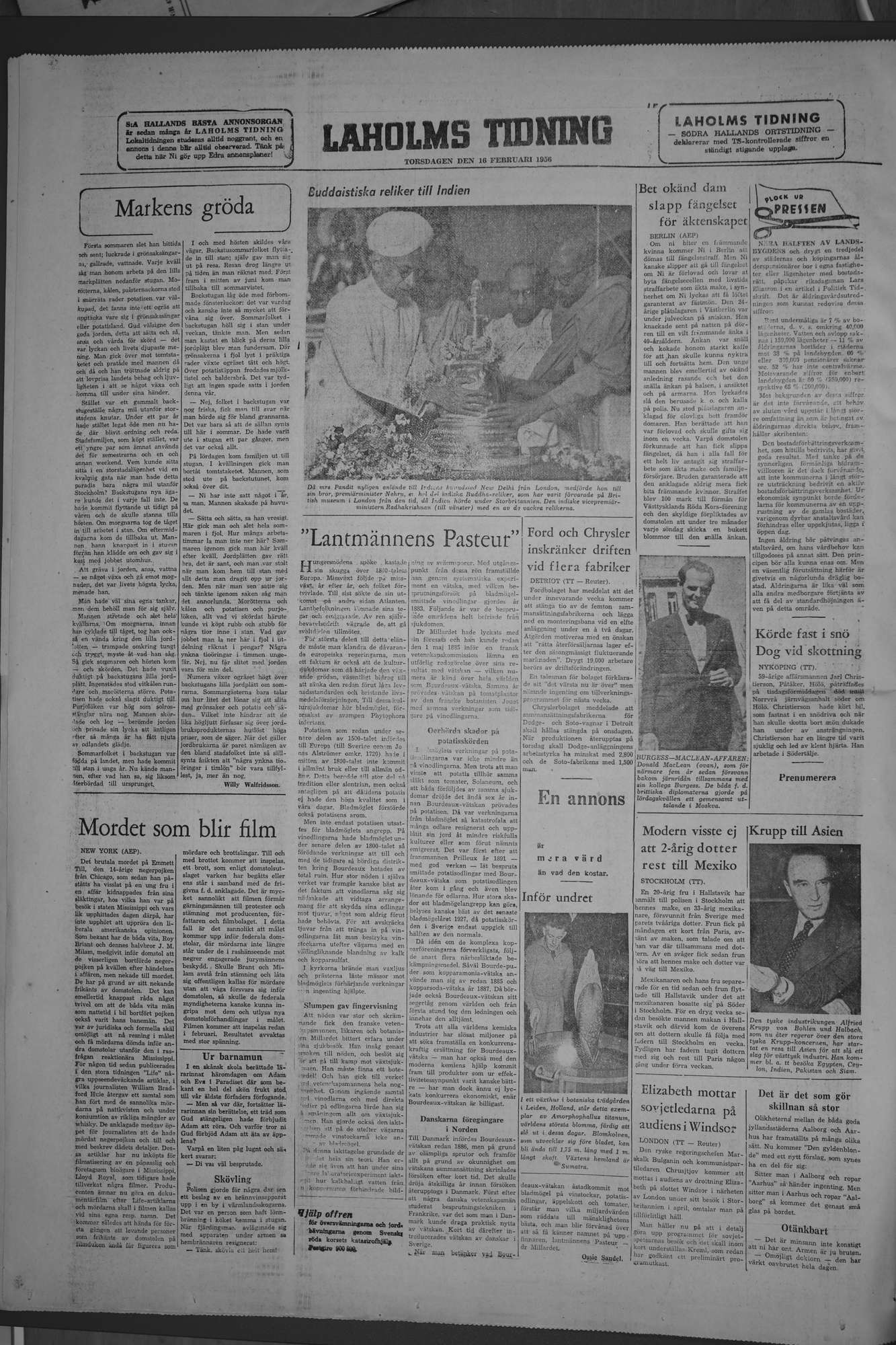 Laholms Tidning Torsdag 16 februari 1956, sida 8