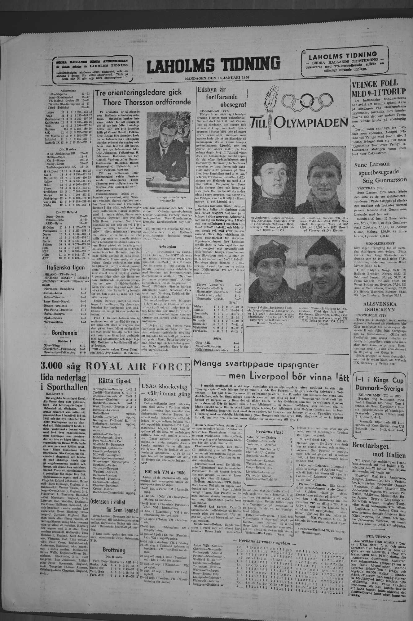 Laholms Tidning Måndag 16 januari 1956, sida 8
