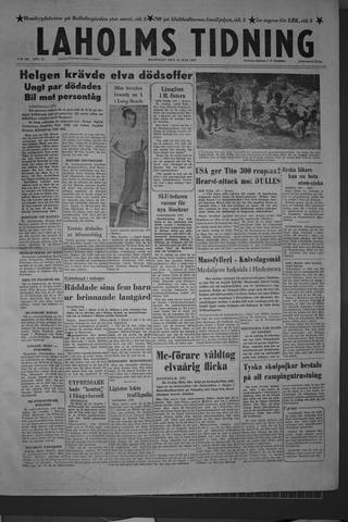 Förstasidan, Måndag 16 juli 1956