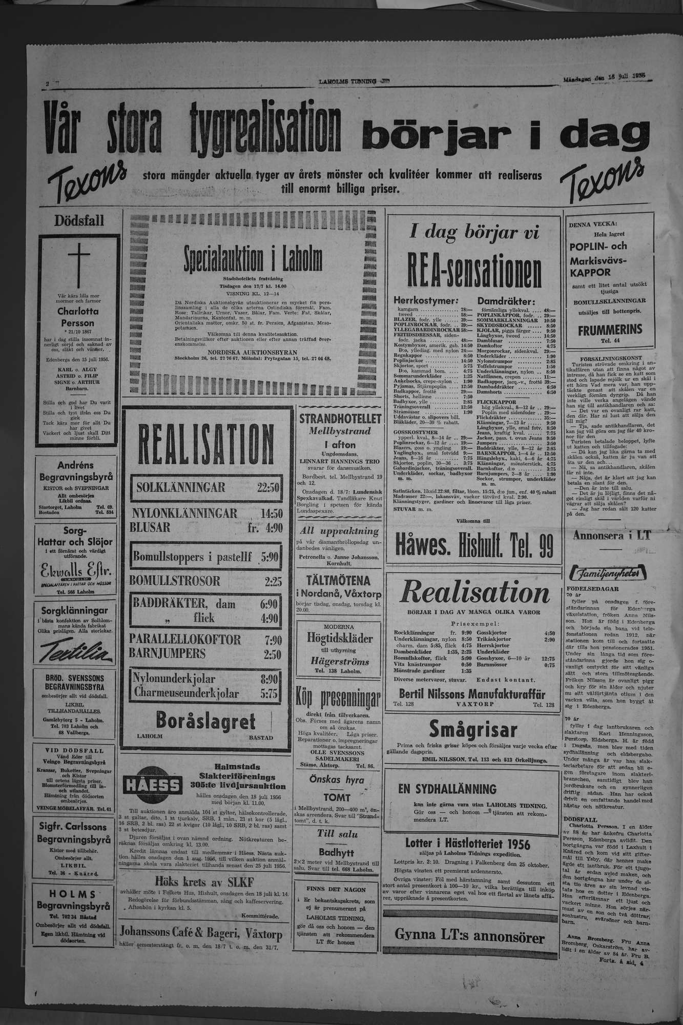 Laholms Tidning Måndag 16 juli 1956, sida 2