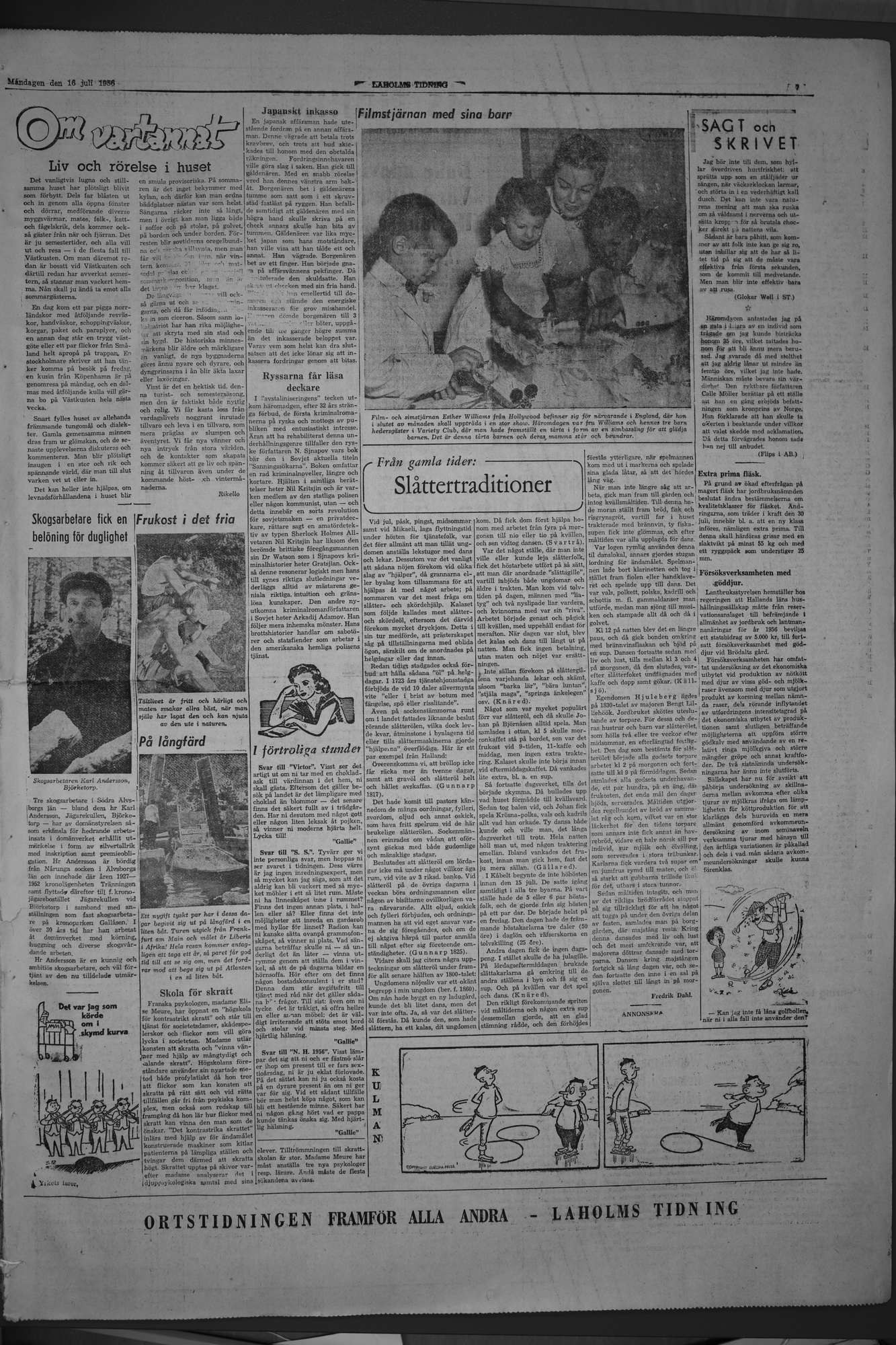 Laholms Tidning Måndag 16 juli 1956, sida 7