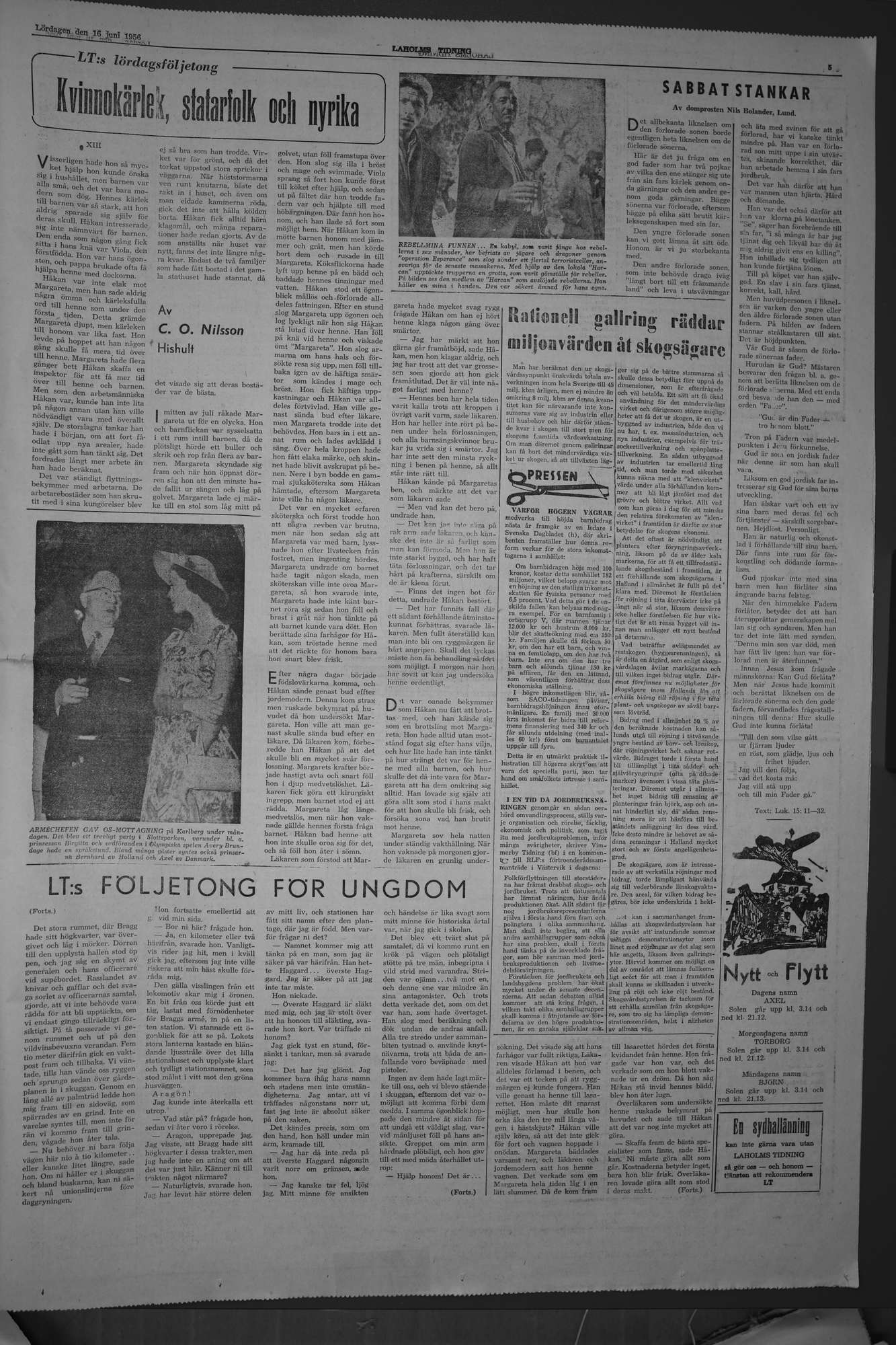 Laholms Tidning Lördag 16 juni 1956, sida 5
