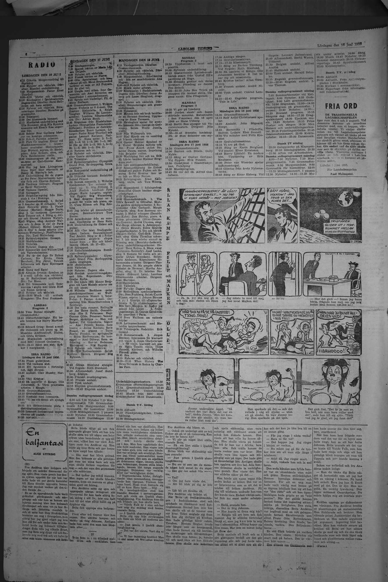 Laholms Tidning Lördag 16 juni 1956, sida 6