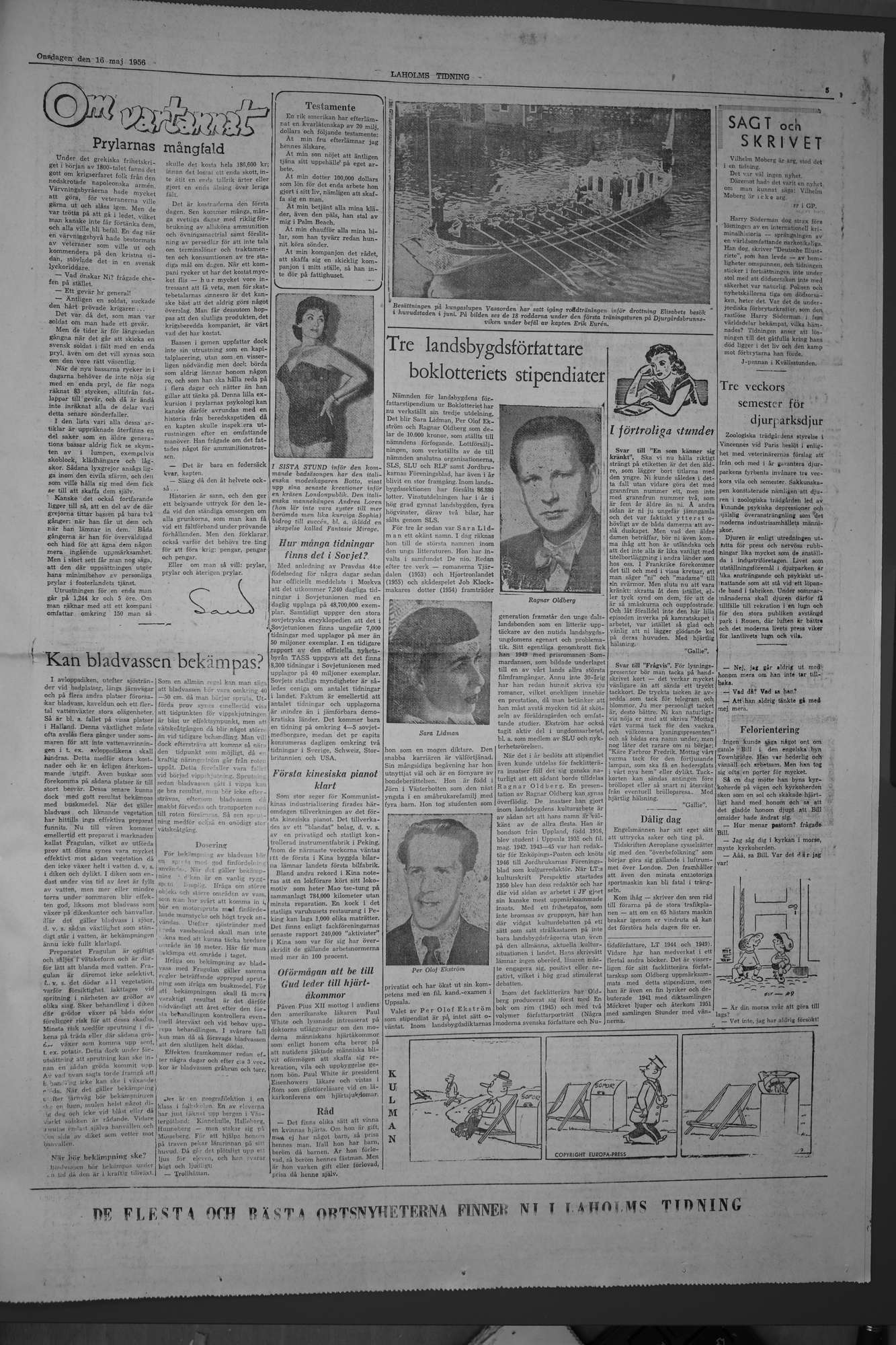Laholms Tidning Onsdag 16 maj 1956, sida 5