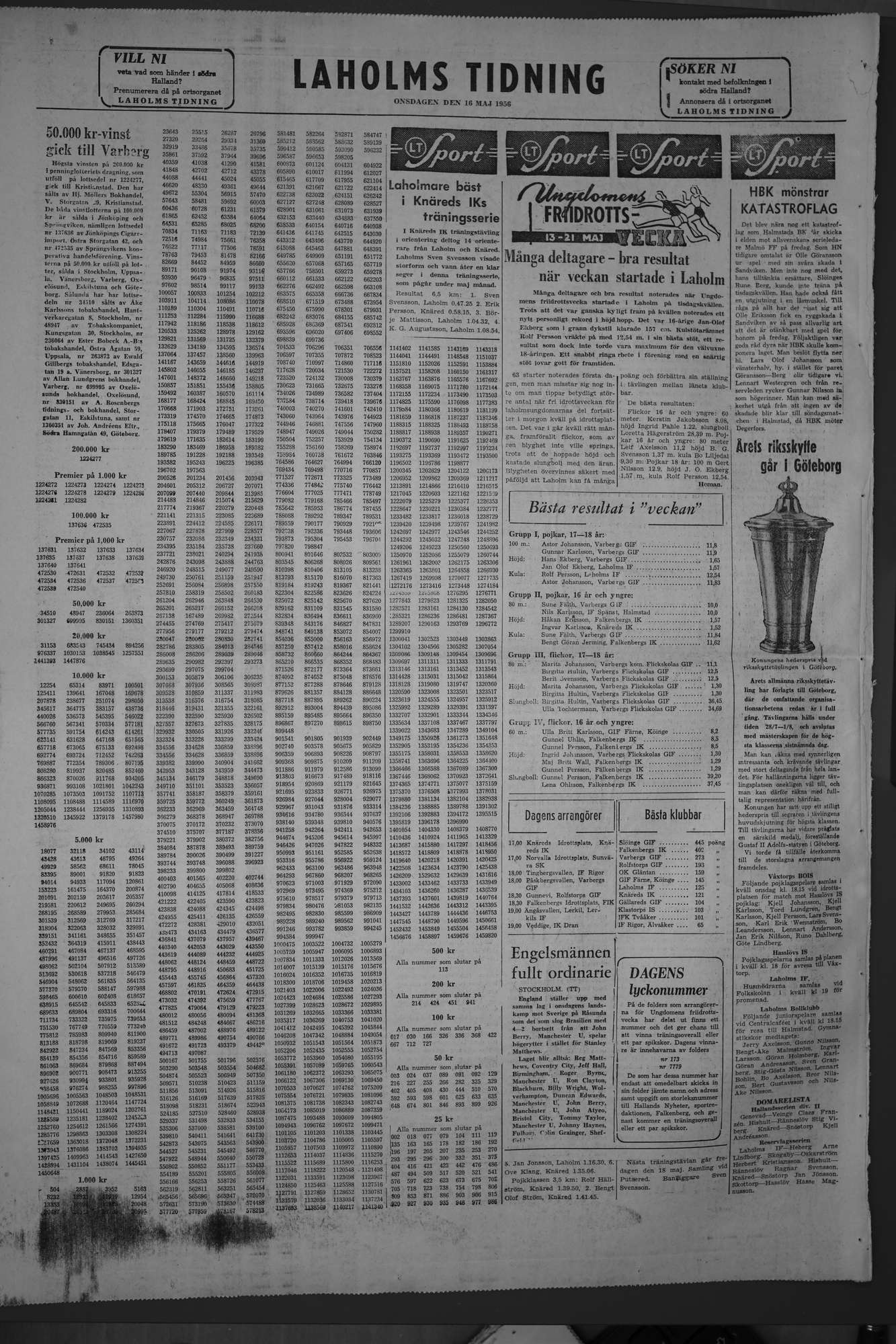 Laholms Tidning Onsdag 16 maj 1956, sida 8