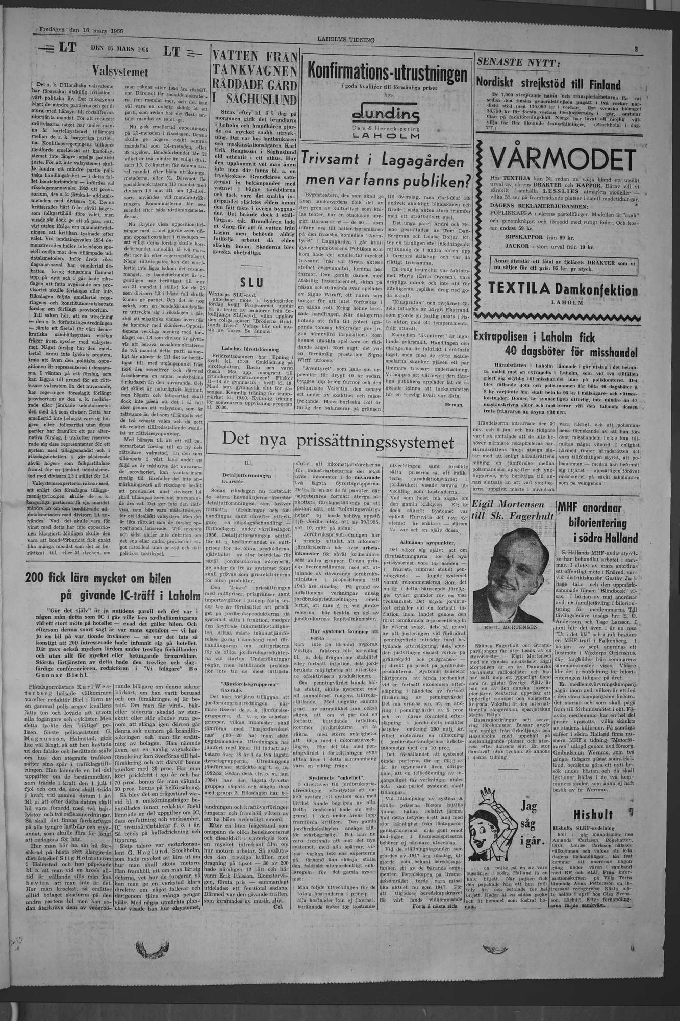 Laholms Tidning Fredag 16 mars 1956, sida 3
