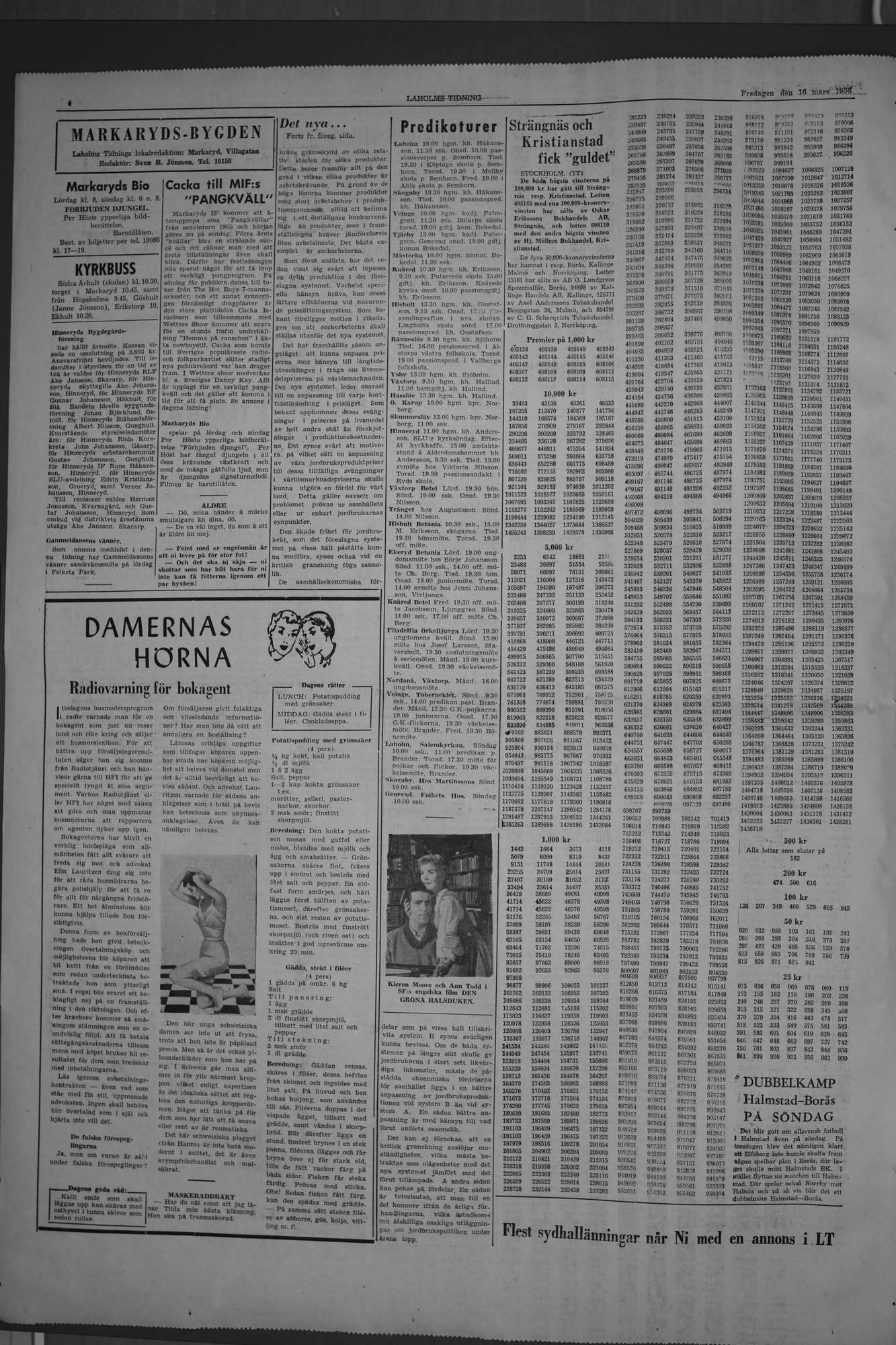 Laholms Tidning Fredag 16 mars 1956, sida 4