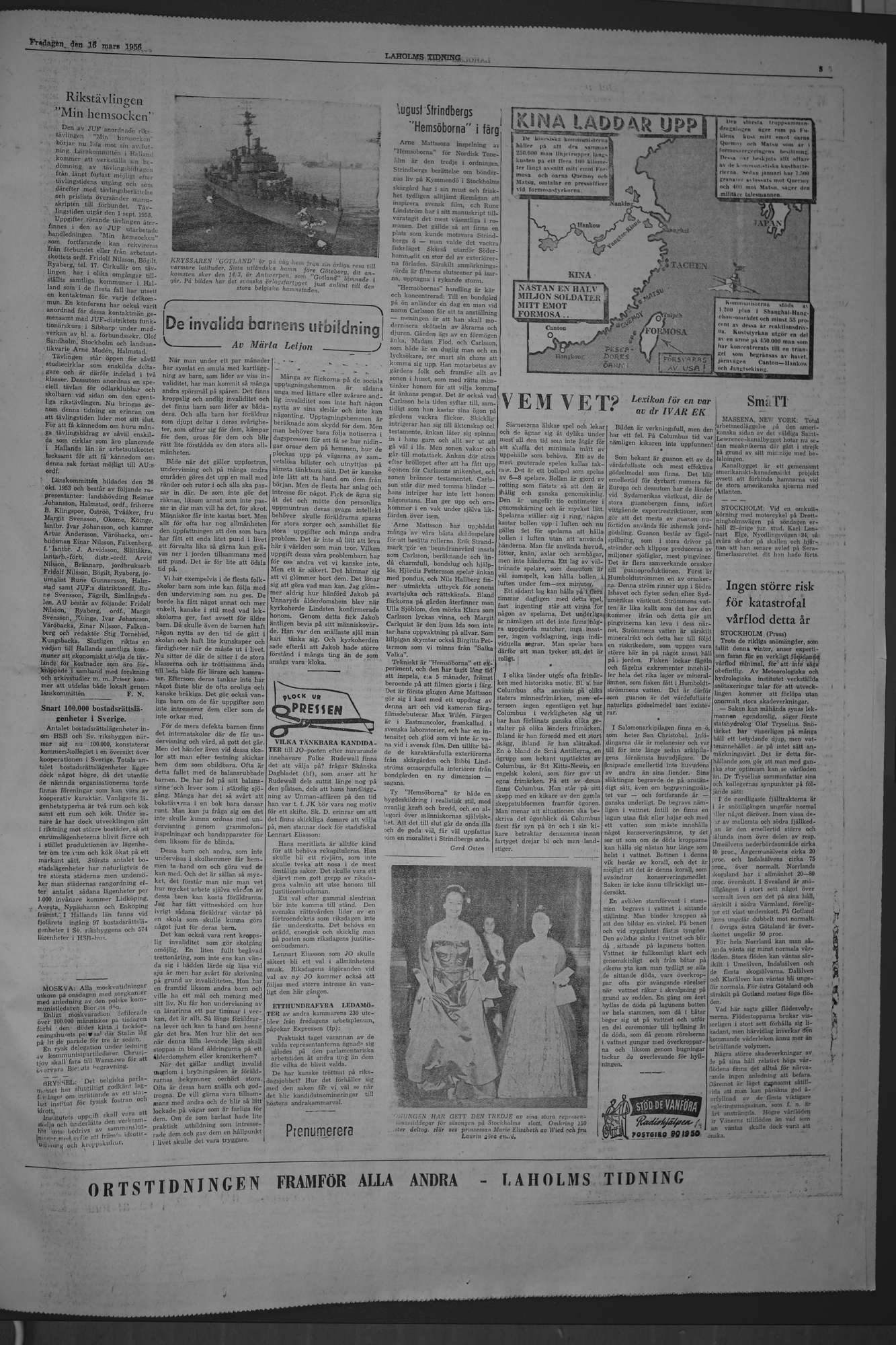 Laholms Tidning Fredag 16 mars 1956, sida 5