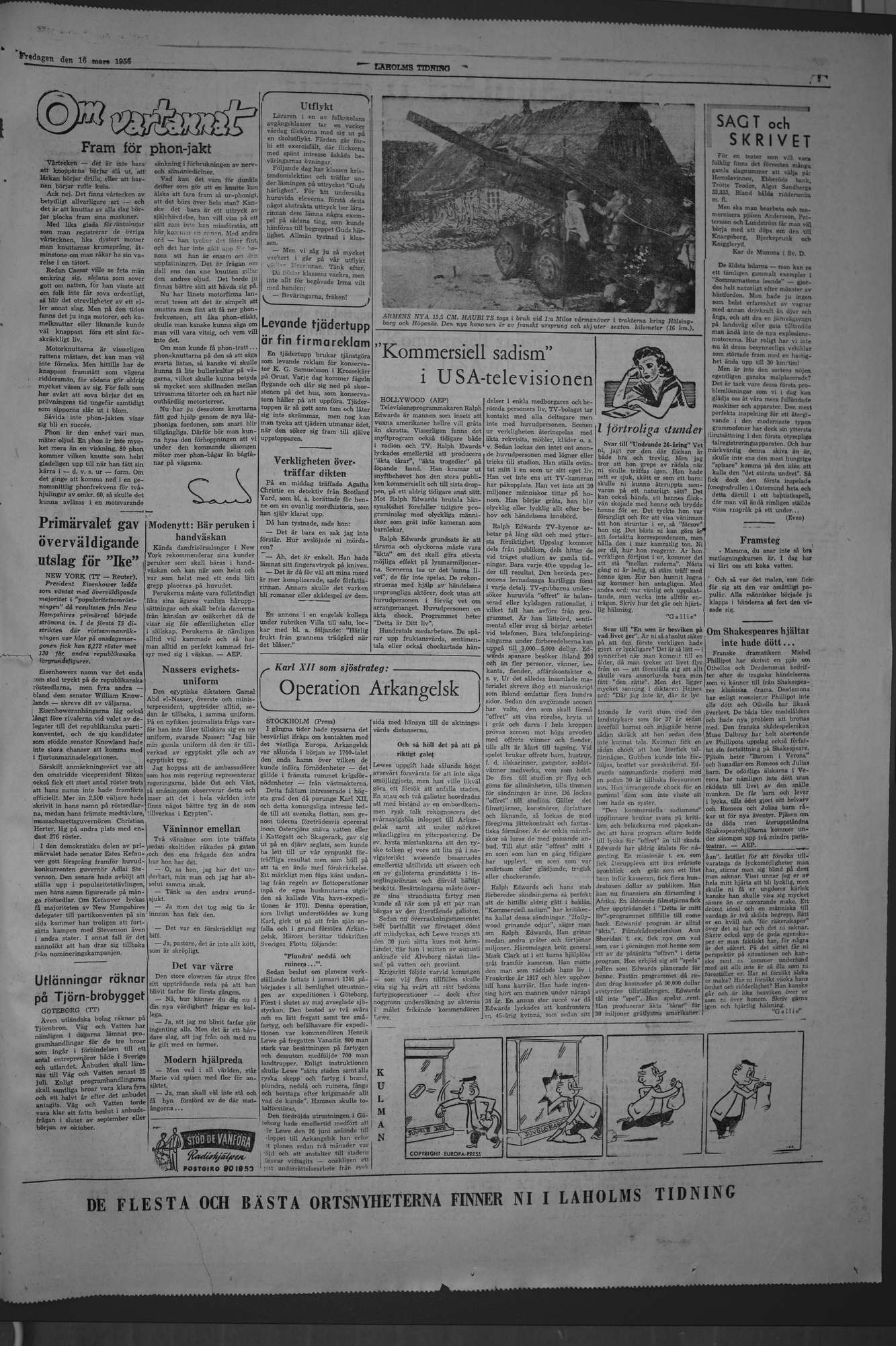 Laholms Tidning Fredag 16 mars 1956, sida 7
