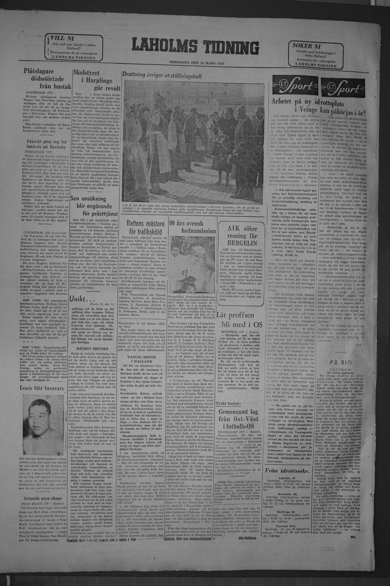 Laholms Tidning Fredag 16 mars 1956, sida 8