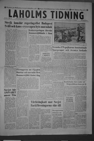 Förstasidan, Fredag 16 november 1956