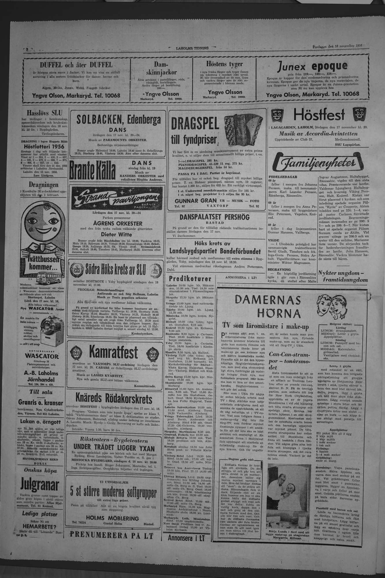 Laholms Tidning Fredag 16 november 1956, sida 2