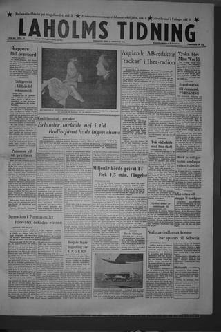 Förstasidan, Tisdag 16 oktober 1956