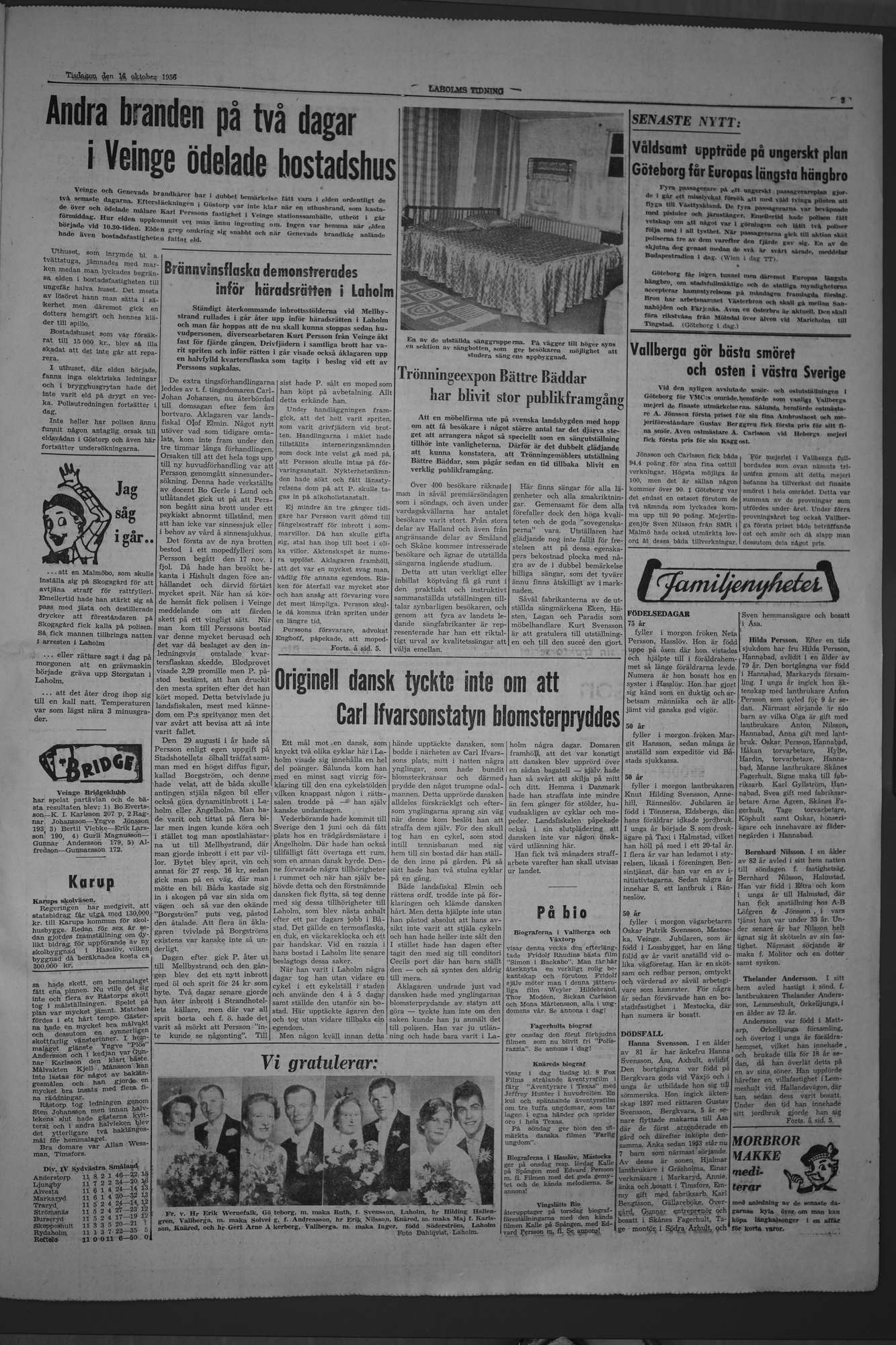 Laholms Tidning Tisdag 16 oktober 1956, sida 3