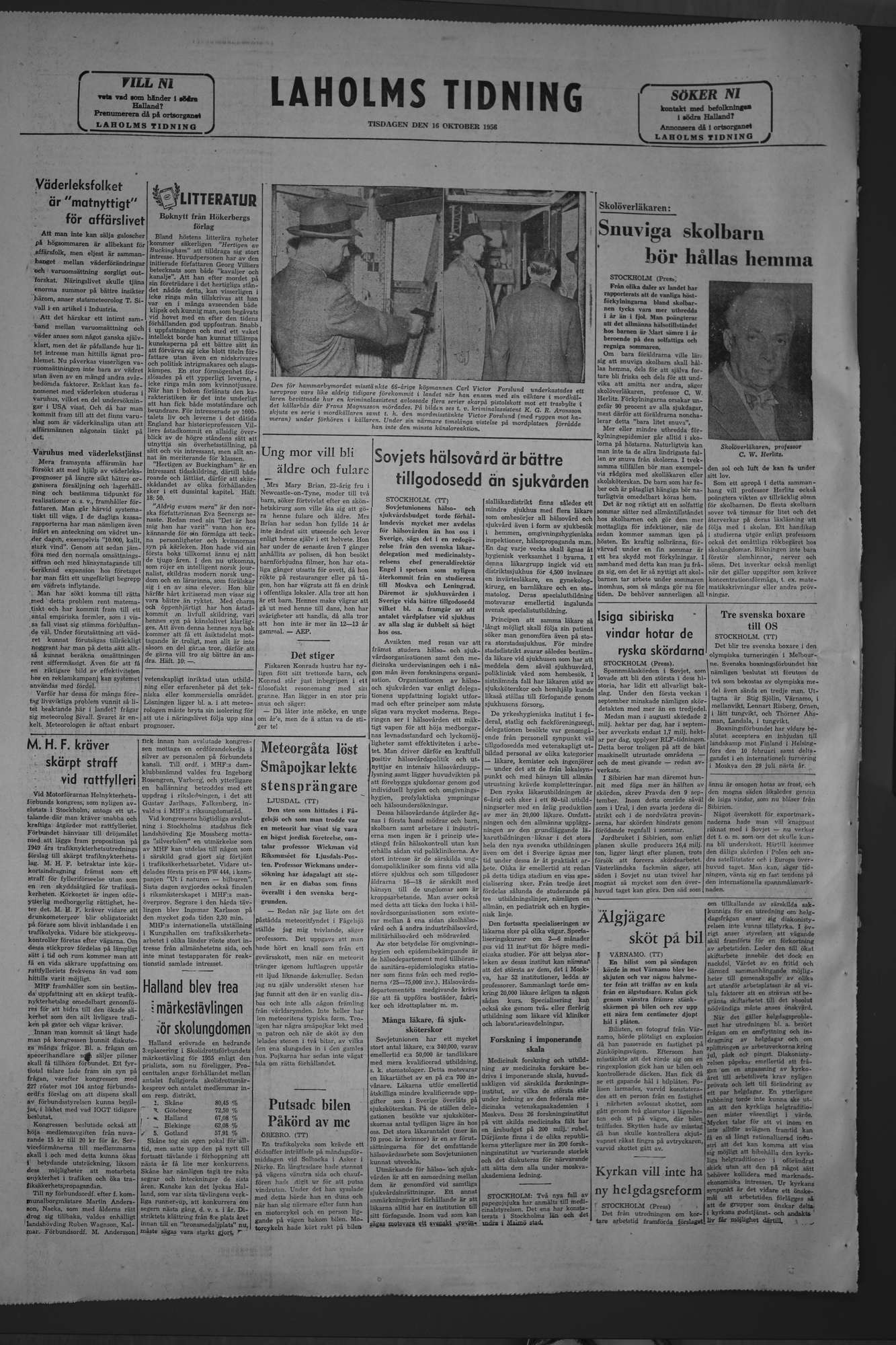 Laholms Tidning Tisdag 16 oktober 1956, sida 8