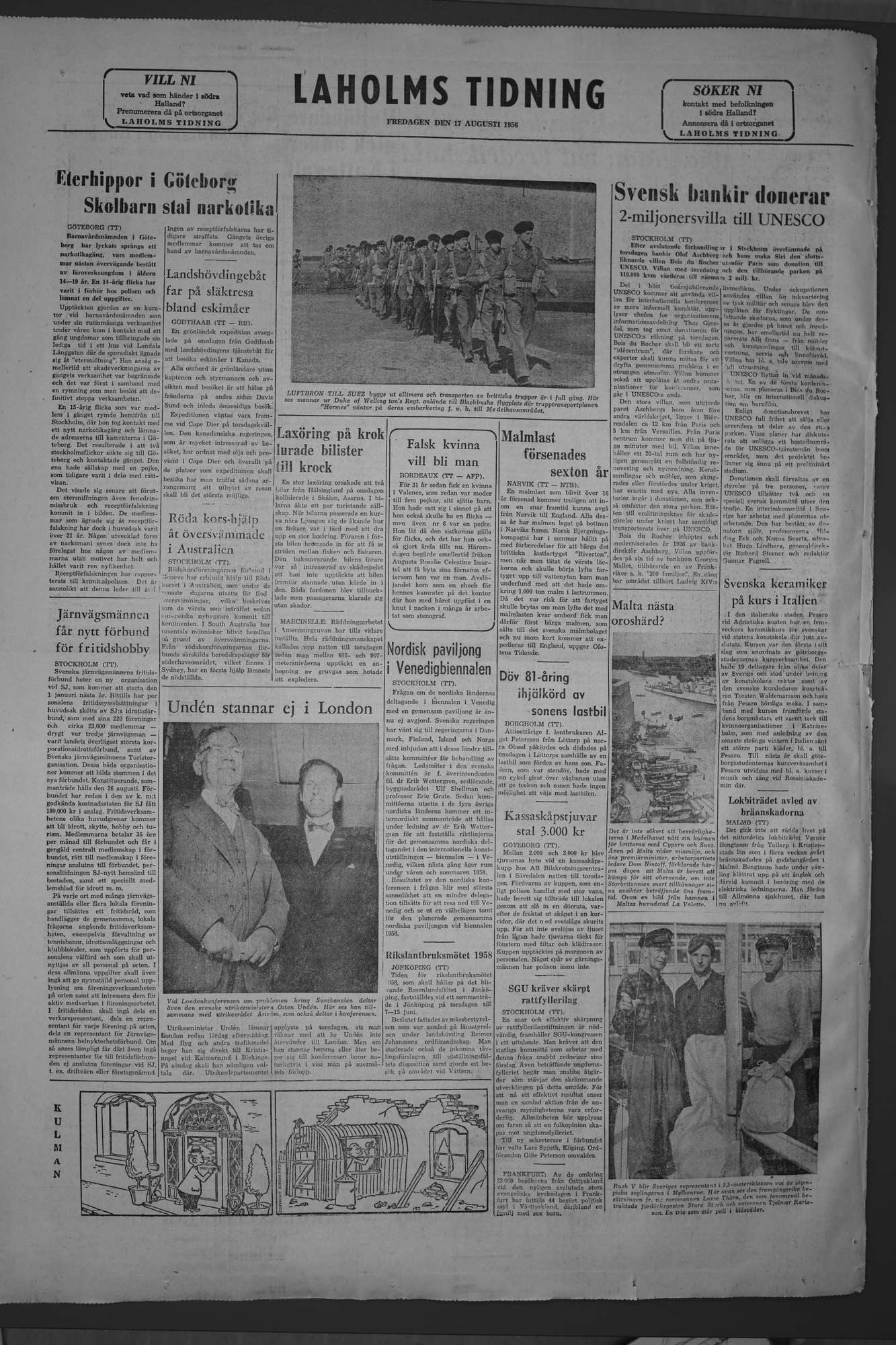 Laholms Tidning Fredag 17 augusti 1956, sida 8