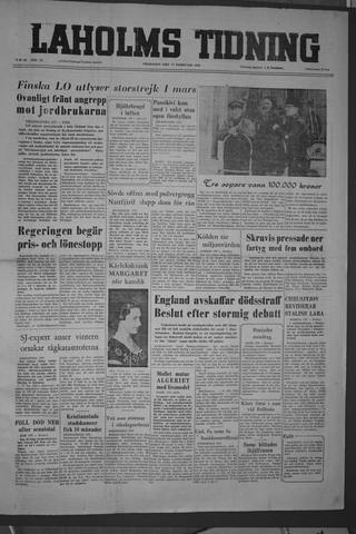 Förstasidan, Fredag 17 februari 1956