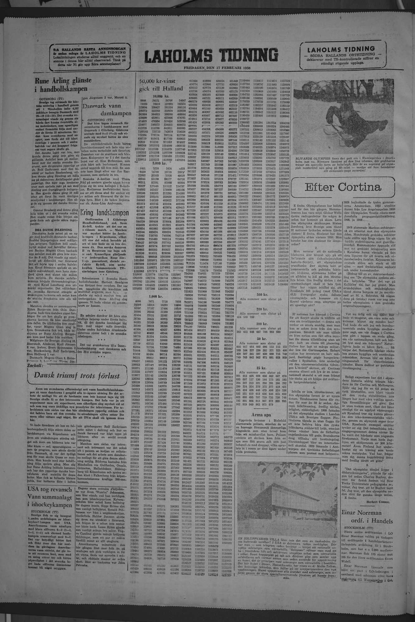 Laholms Tidning Fredag 17 februari 1956, sida 8