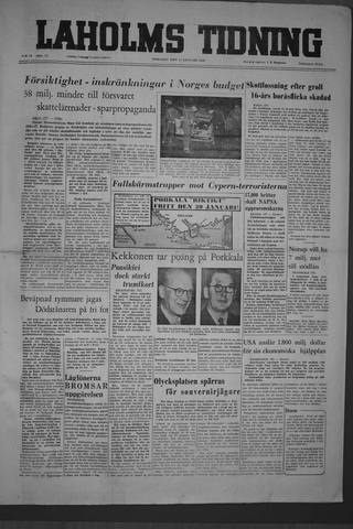 Förstasidan, Tisdag 17 januari 1956