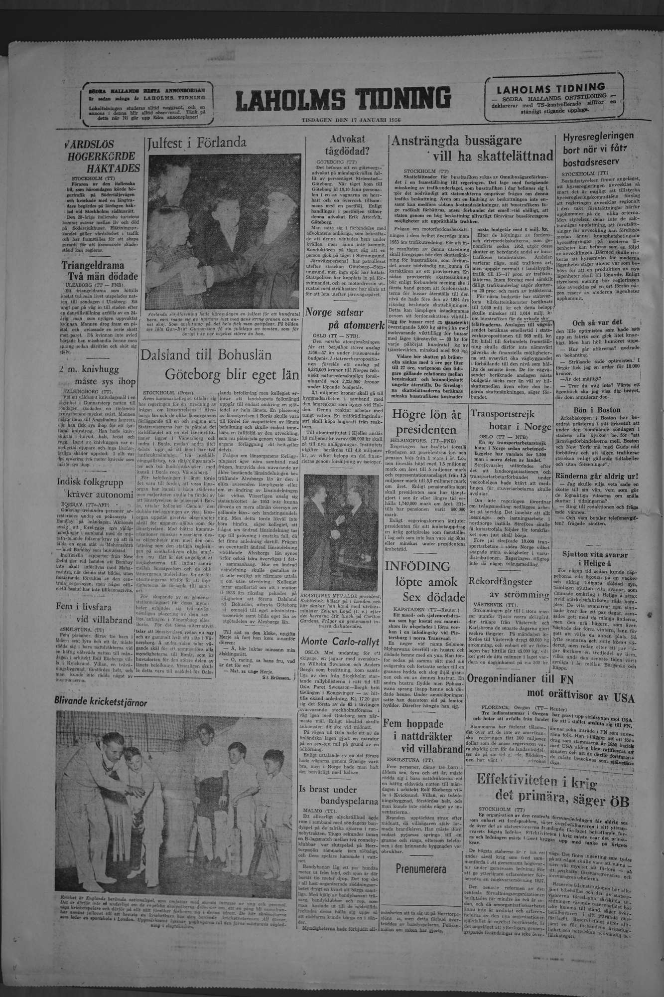 Laholms Tidning Tisdag 17 januari 1956, sida 8