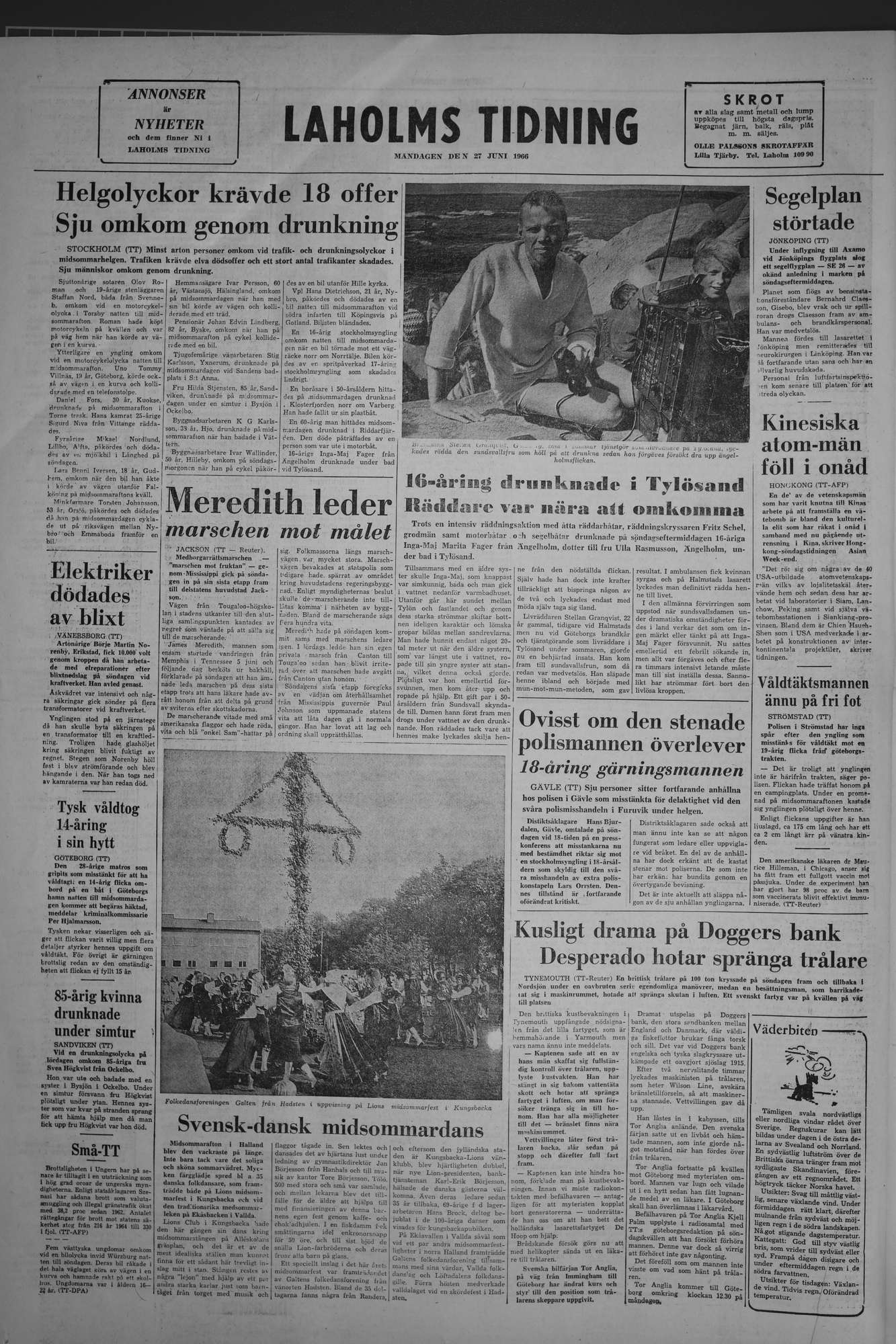 Laholms Tidning Måndag 27 juni 1966, sida 8