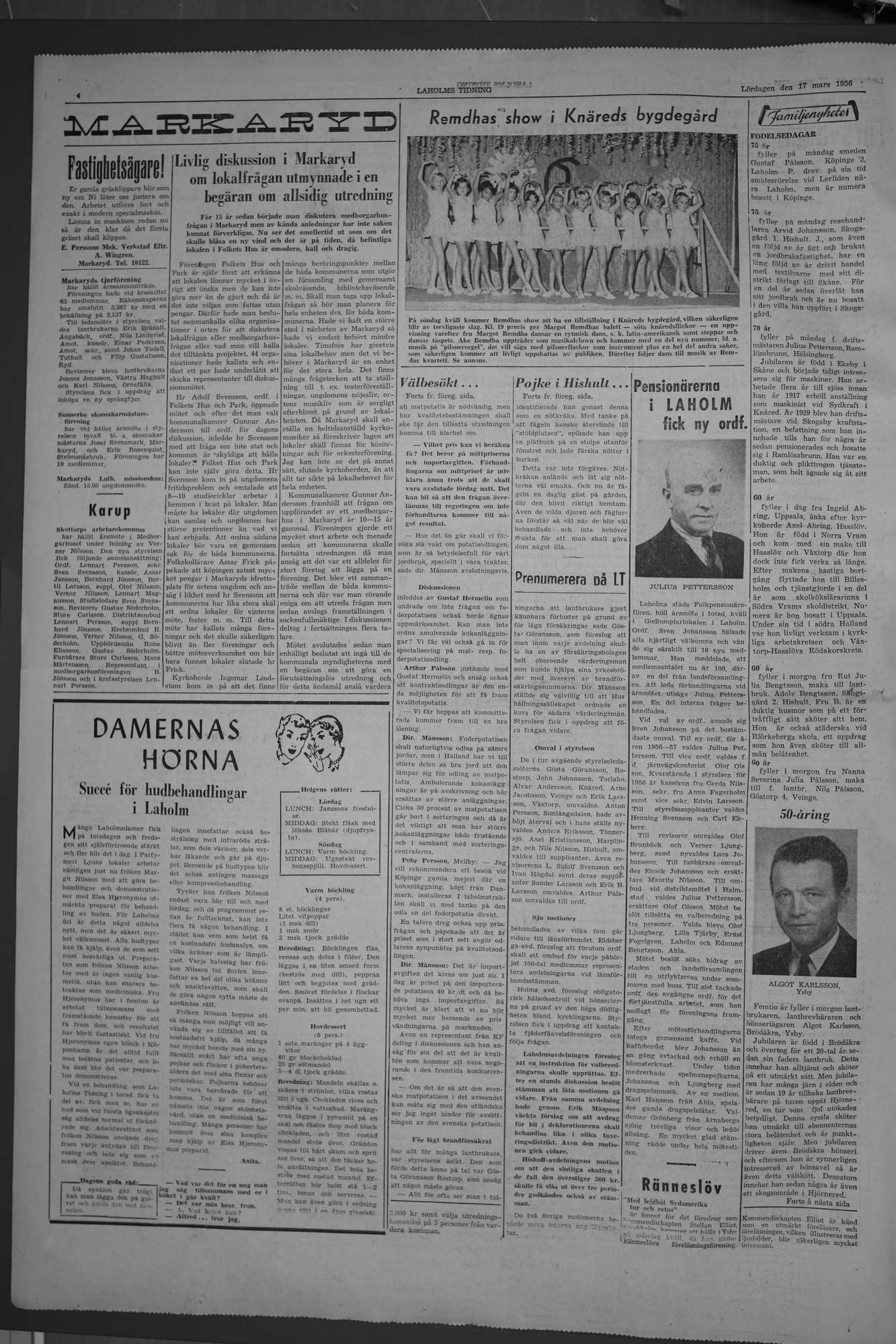 Laholms Tidning Lördag 17 mars 1956, sida 4