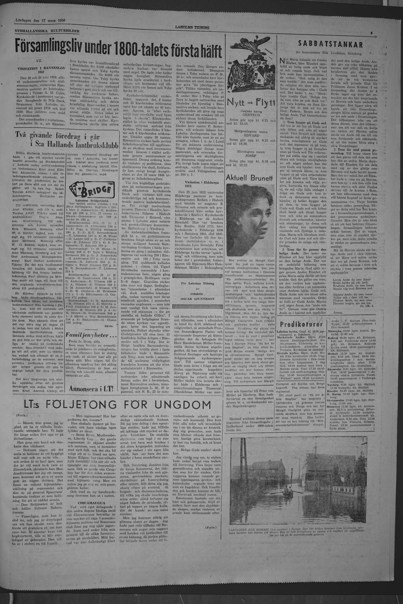 Laholms Tidning Lördag 17 mars 1956, sida 5