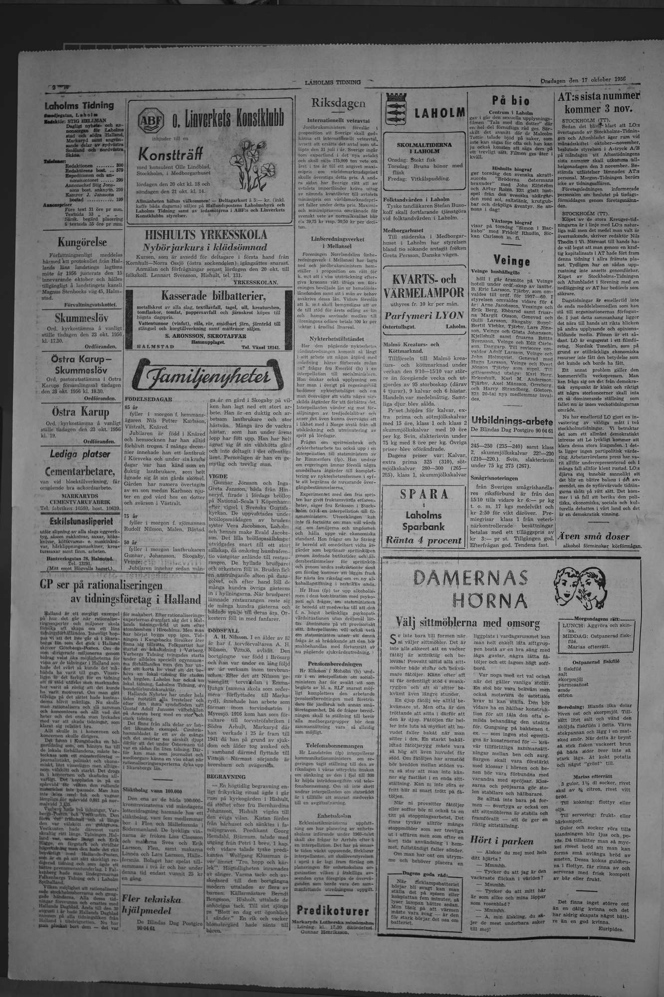 Laholms Tidning Onsdag 17 oktober 1956, sida 2