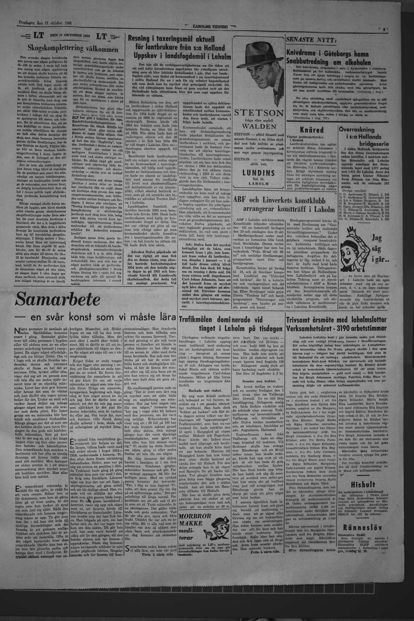 Laholms Tidning Onsdag 17 oktober 1956, sida 3