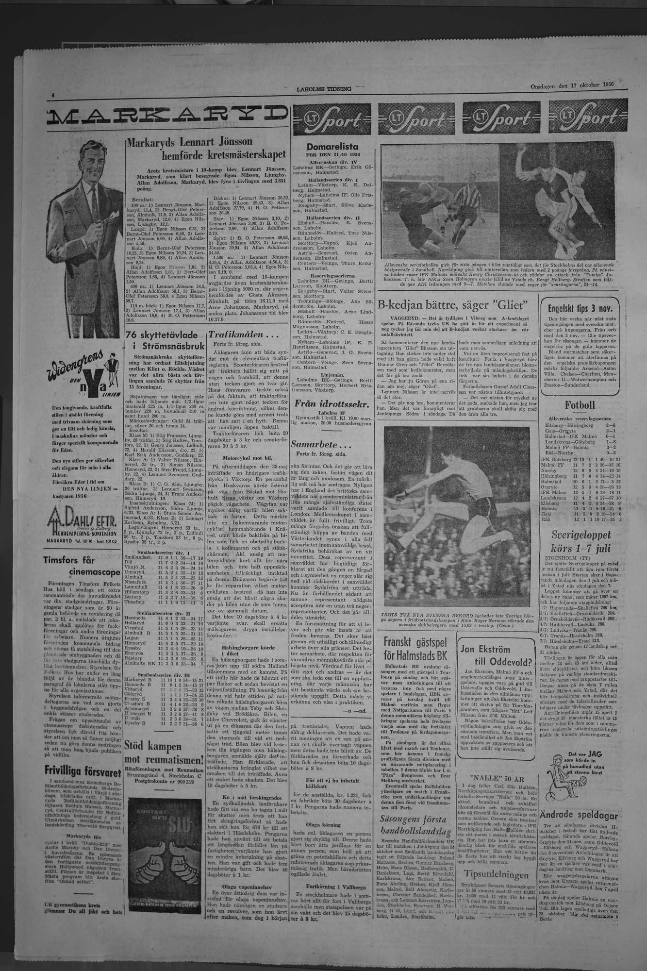 Laholms Tidning Onsdag 17 oktober 1956, sida 4
