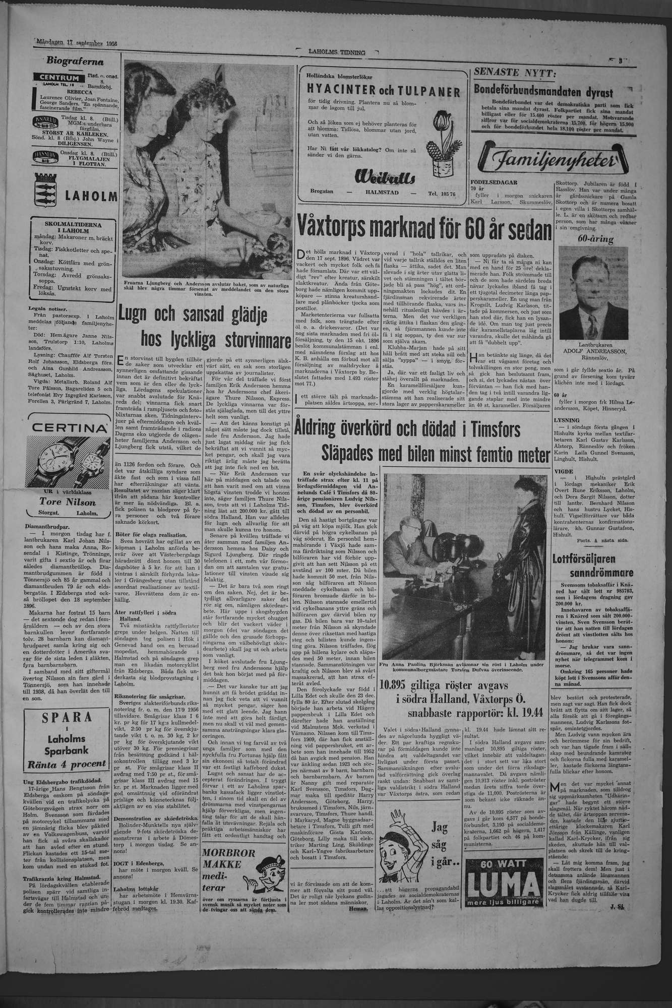 Laholms Tidning Måndag 17 september 1956, sida 3