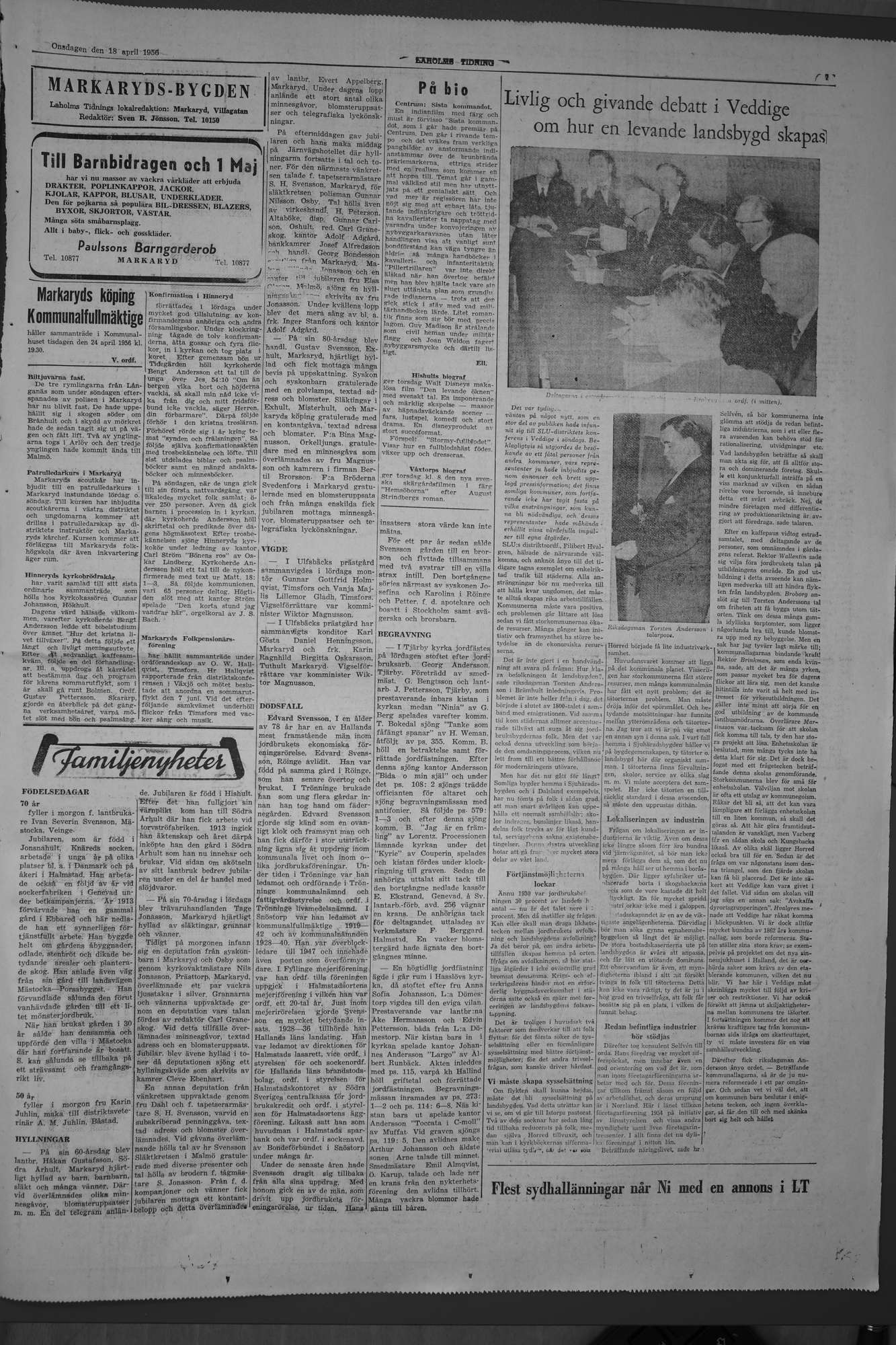 Laholms Tidning Onsdag 18 april 1956, sida 7