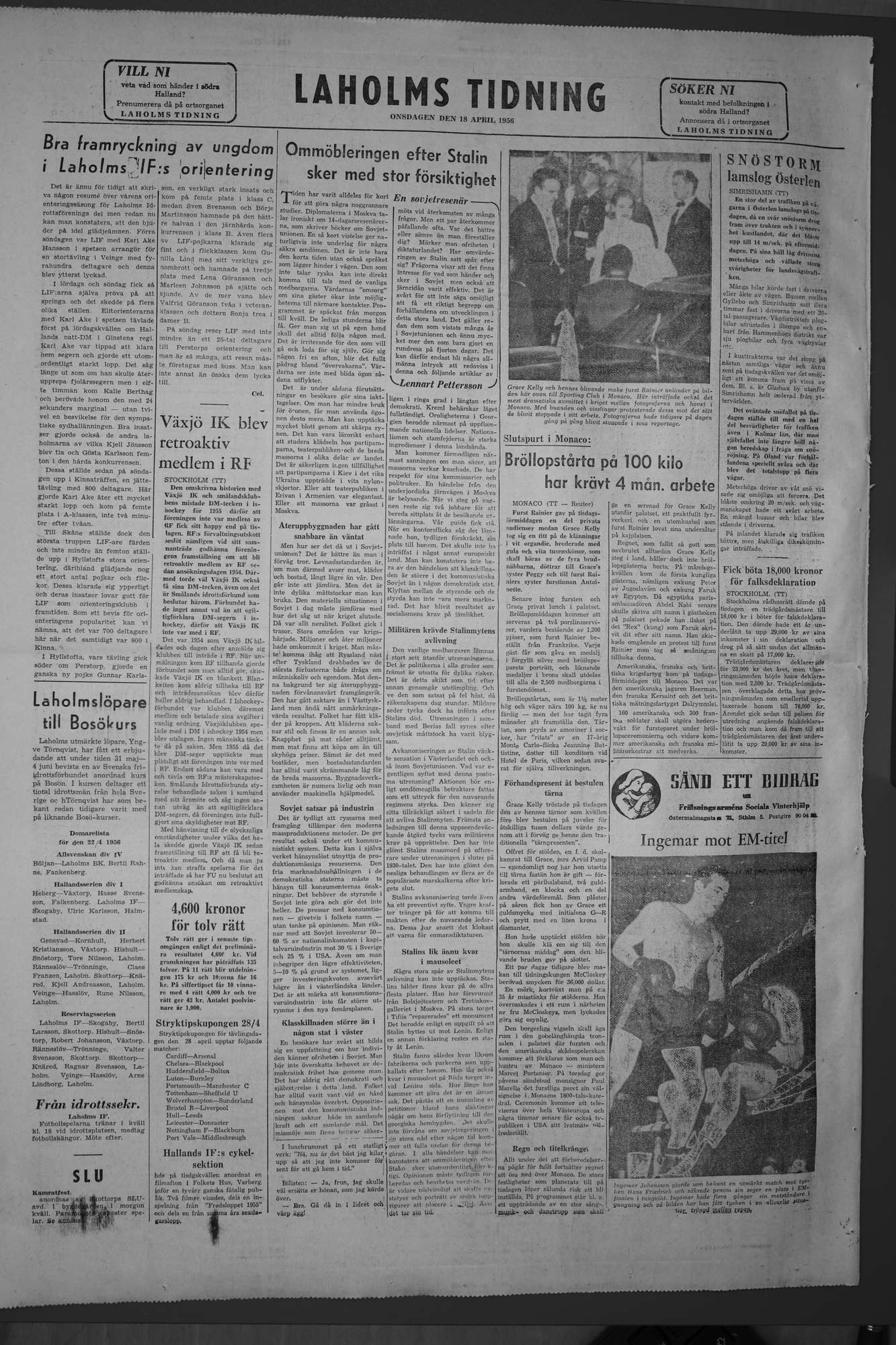 Laholms Tidning Onsdag 18 april 1956, sida 8