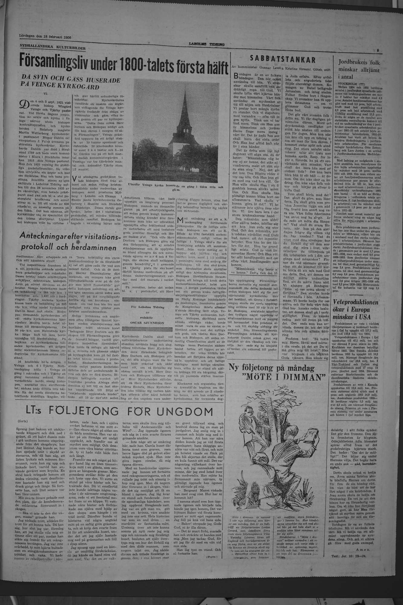 Laholms Tidning Lördag 18 februari 1956, sida 5