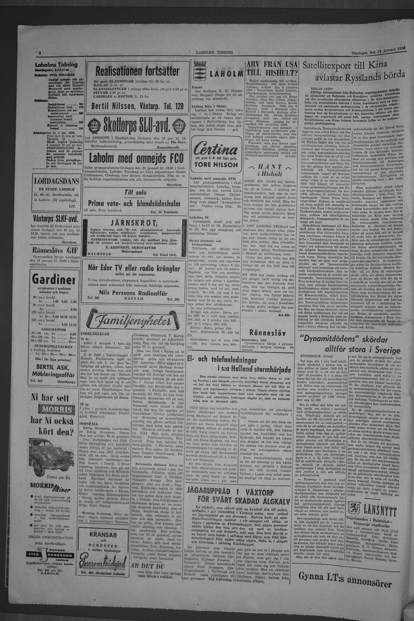 Laholms Tidning Onsdag 18 januari 1956, sida 2