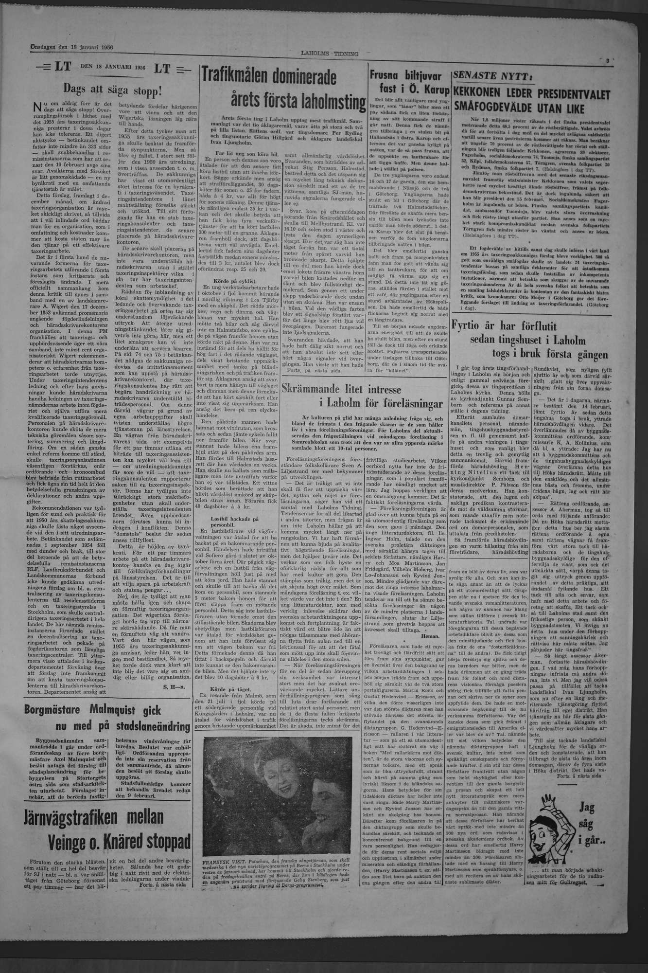 Laholms Tidning Onsdag 18 januari 1956, sida 3
