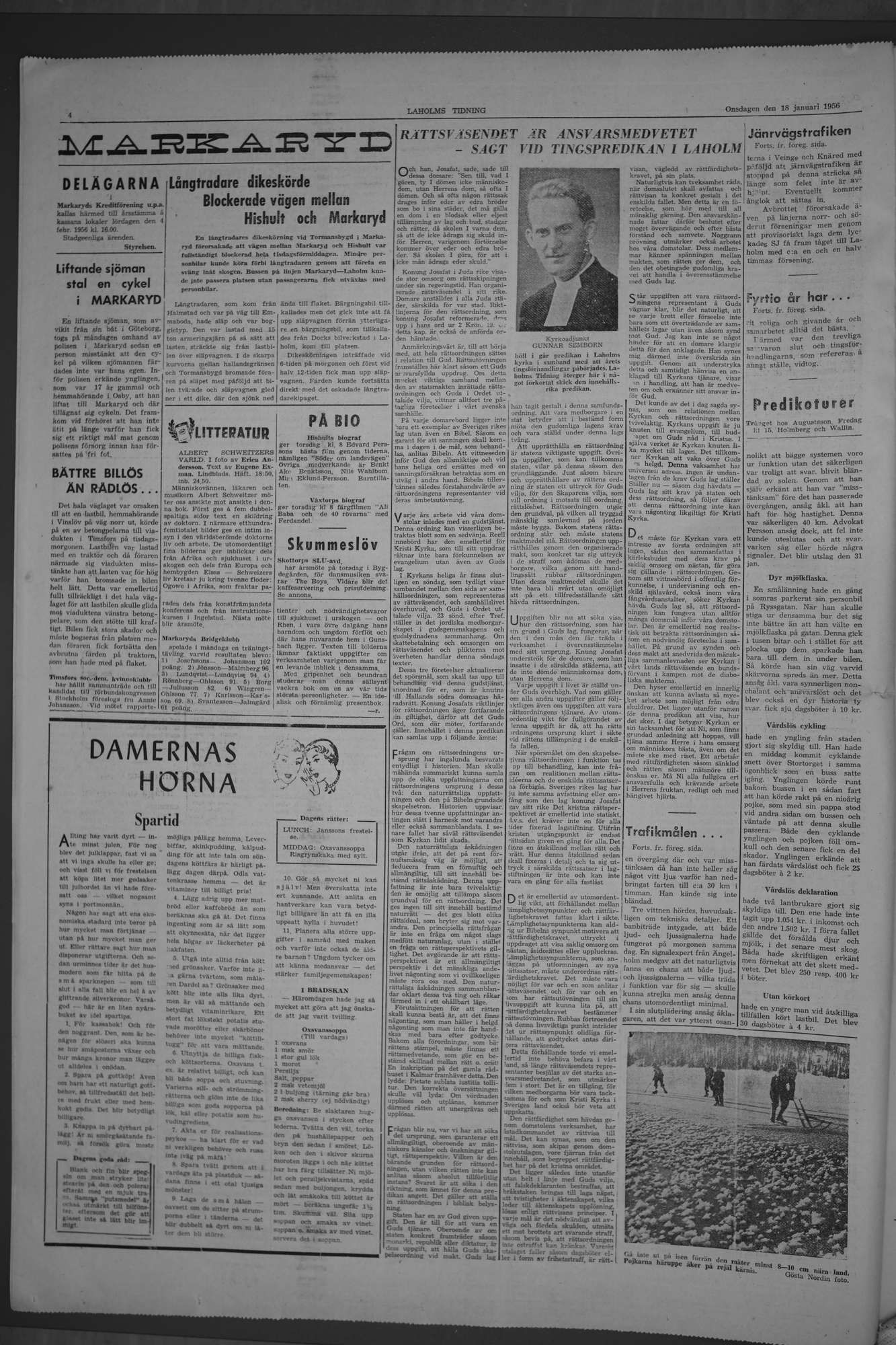 Laholms Tidning Onsdag 18 januari 1956, sida 4