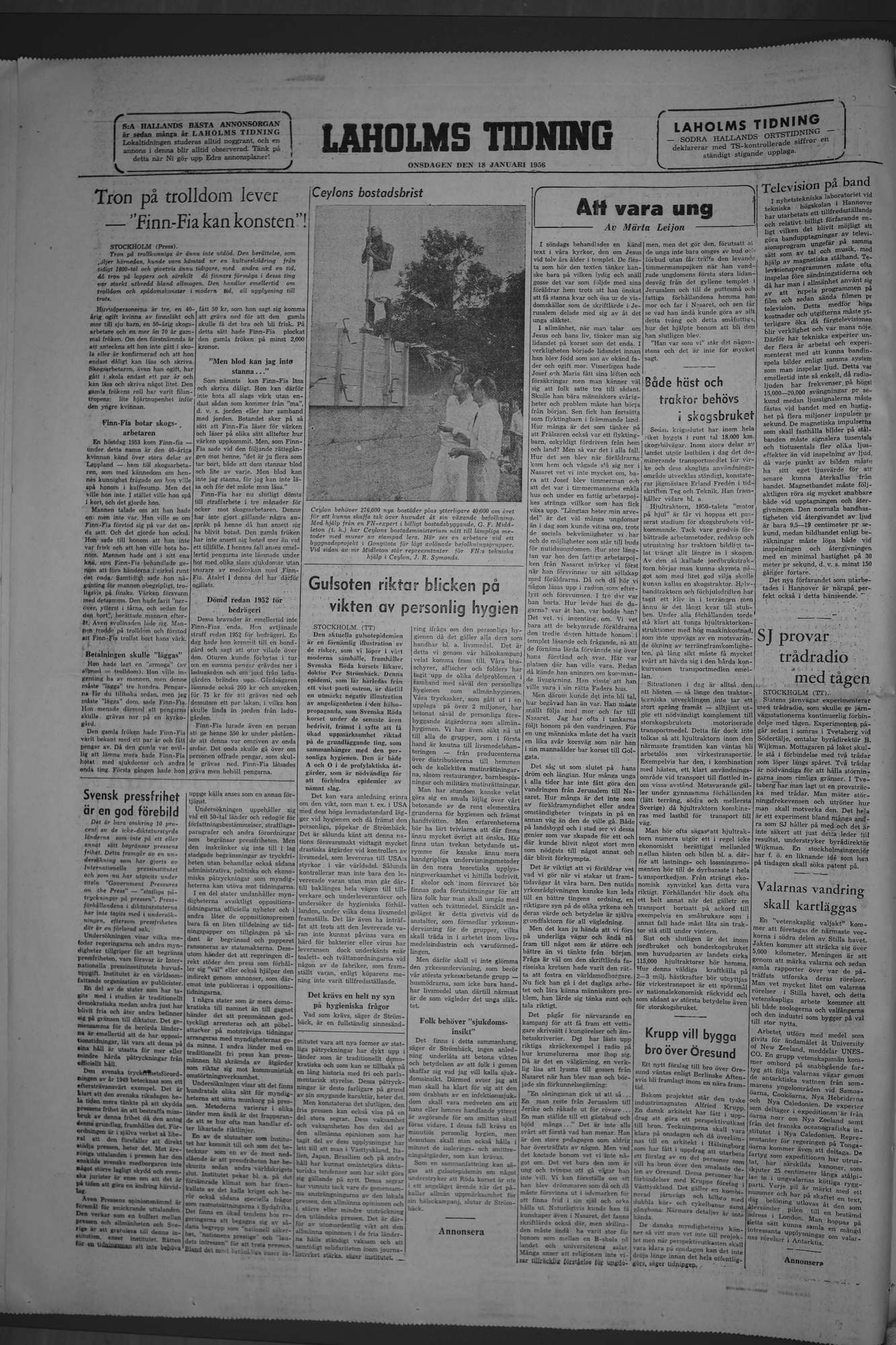Laholms Tidning Onsdag 18 januari 1956, sida 8
