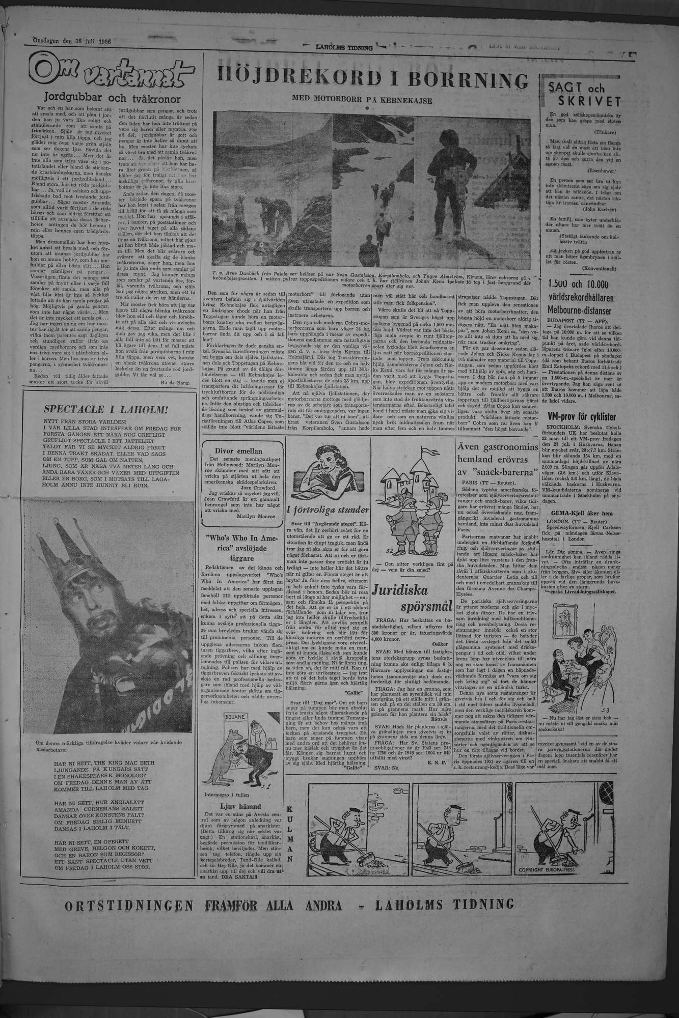 Laholms Tidning Onsdag 18 juli 1956, sida 7