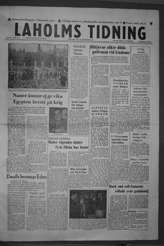 Förstasidan, Tisdag 18 september 1956