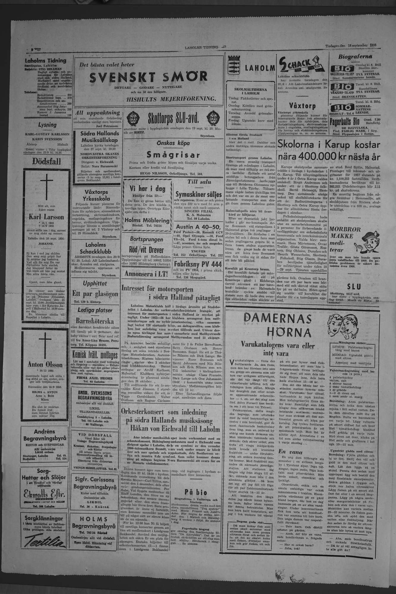 Laholms Tidning Tisdag 18 september 1956, sida 2