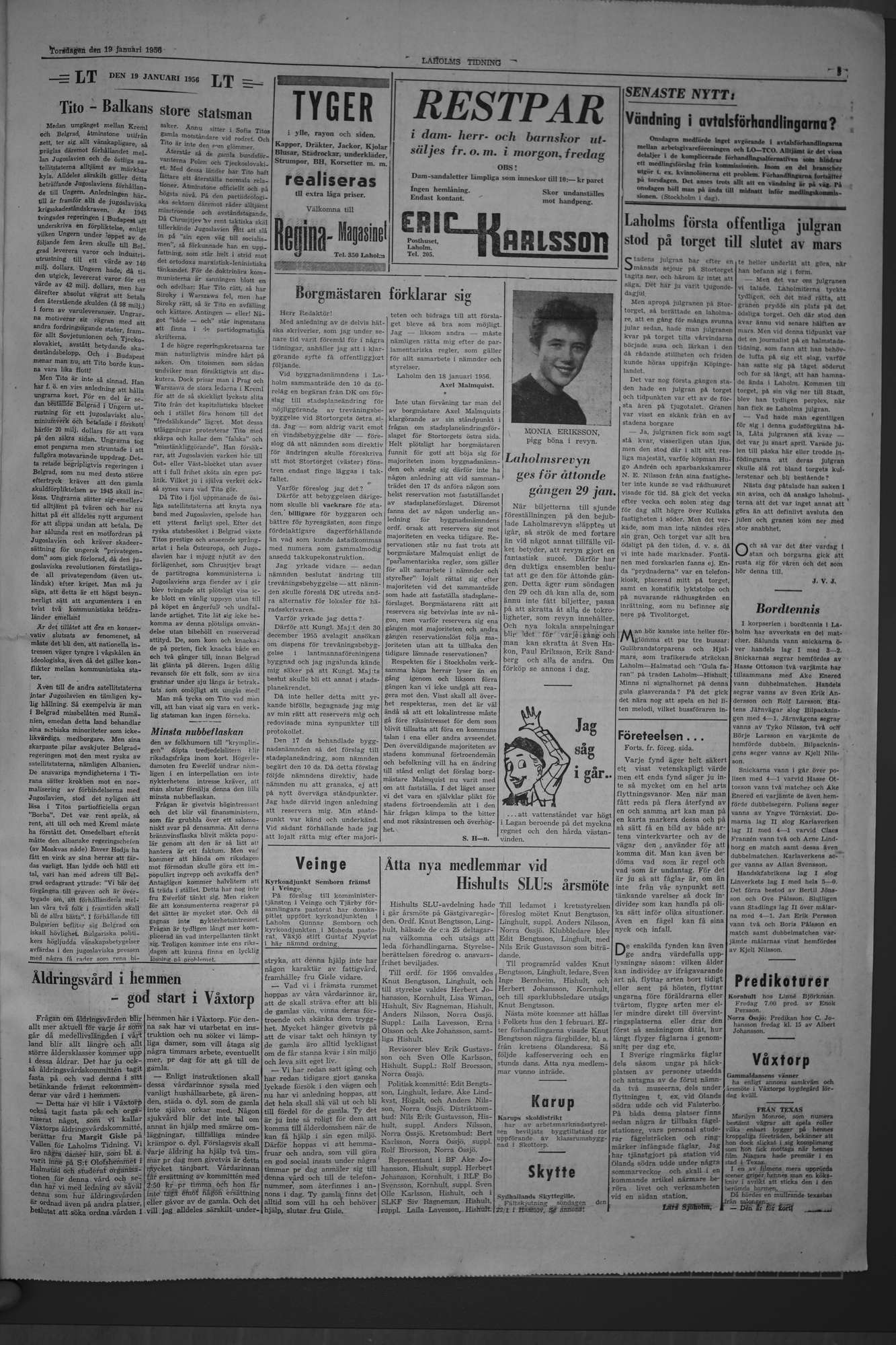 Laholms Tidning Torsdag 19 januari 1956, sida 3