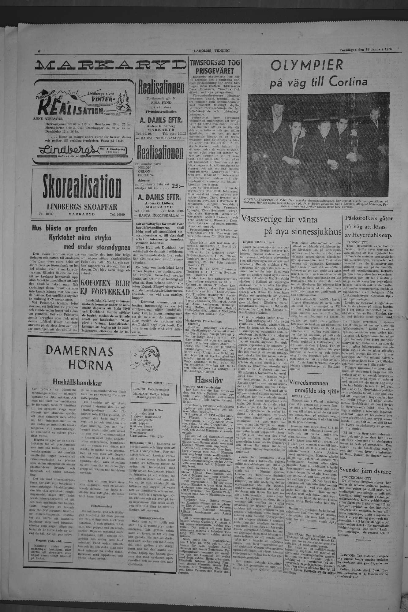 Laholms Tidning Torsdag 19 januari 1956, sida 4