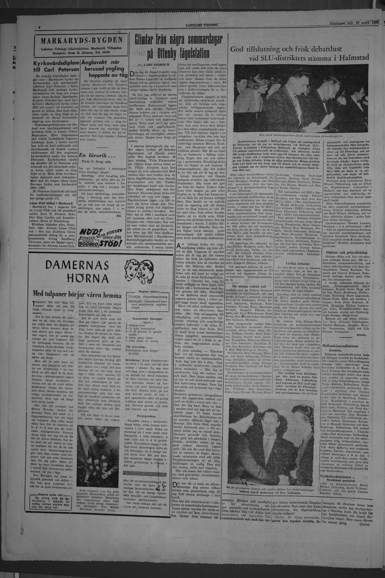 Laholms Tidning Måndag 19 mars 1956, sida 4