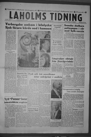 Förstasidan, Fredag 19 oktober 1956